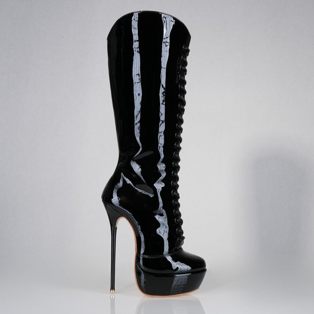 Mistress Black Patent Knee Boots 160mm