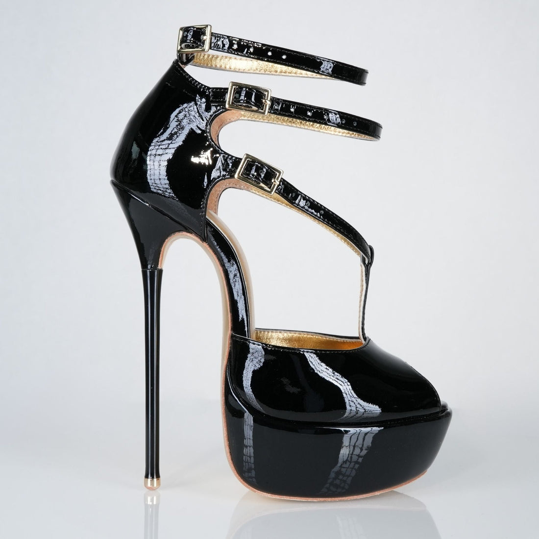 Princess Black Leather Sandals 160mm