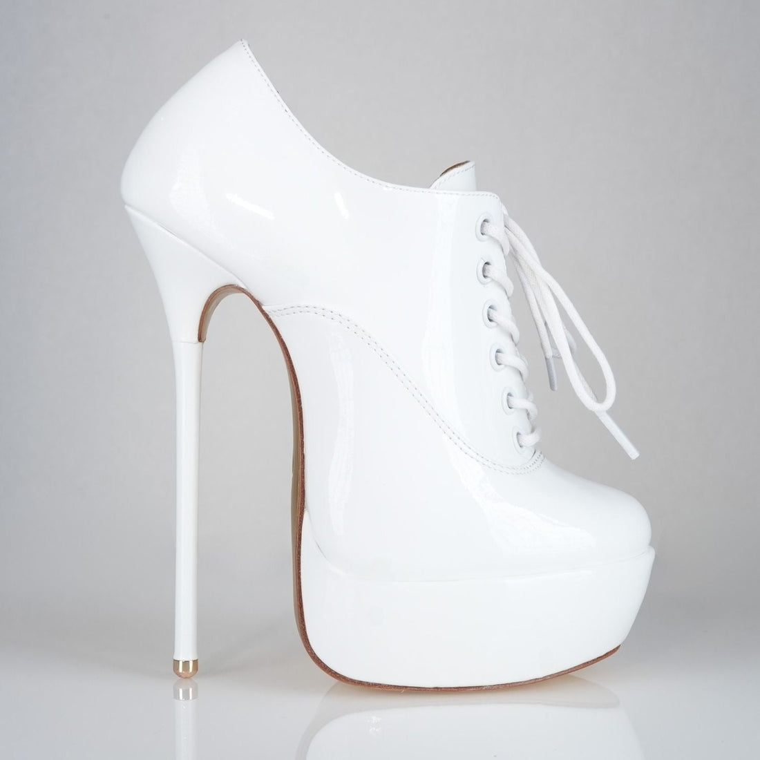 White black patent high heel oxfords, 160mm superarch, 6 inch stilettos, Luxe My Body.