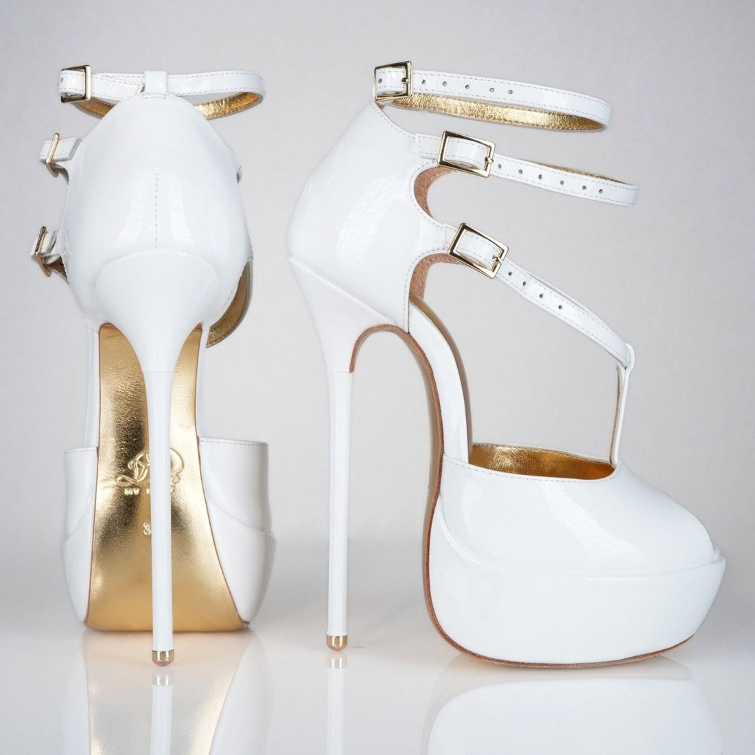 Princess white patent high heel sandals, 160mm superarch, 6 inch stilettos, Luxe My Body.