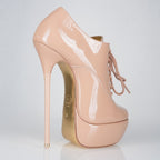 Empress beige patent high heel oxfords, 160mm superarch, 6 inch stilettos, Luxe My Body, right view.
