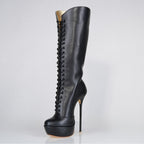 black-leather-high-heel-knee-boots-front-left - Luxe My Body