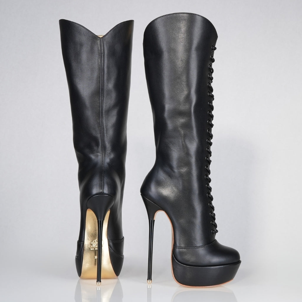 black-leather-platform-high-heel-boots - Luxe My Body