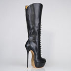 black-leather-stiletto-high-heel-boots-back-right - Luxe My Body
