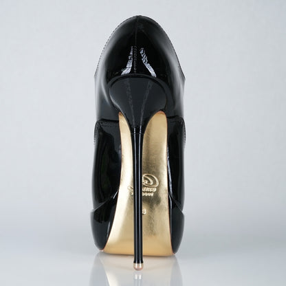 Empress 160mm black patent superarch stiletto high heel lace-up platform oxfords from Luxe My Body.