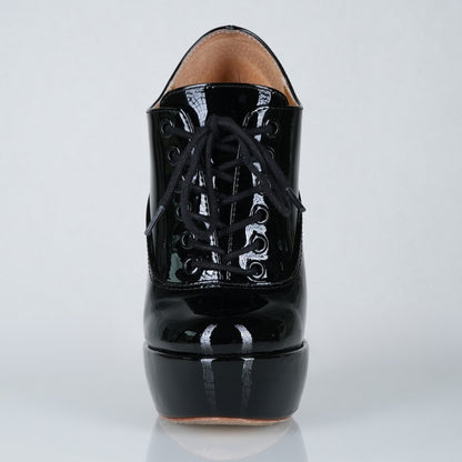 Empress 160mm black patent superarch stiletto high heel lace-up platform oxfords from Luxe My Body.