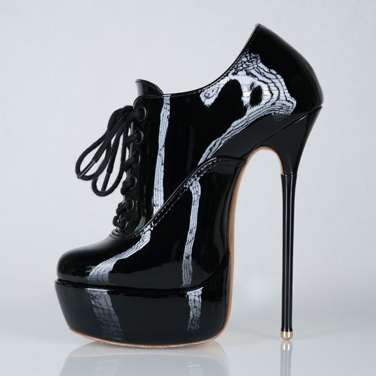 Empress 160mm black patent superarch stiletto high heel lace-up platform oxfords from Luxe My Body.