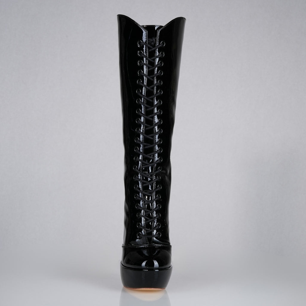 black-patent-platform-high-heel-boots-front - Luxe My Body