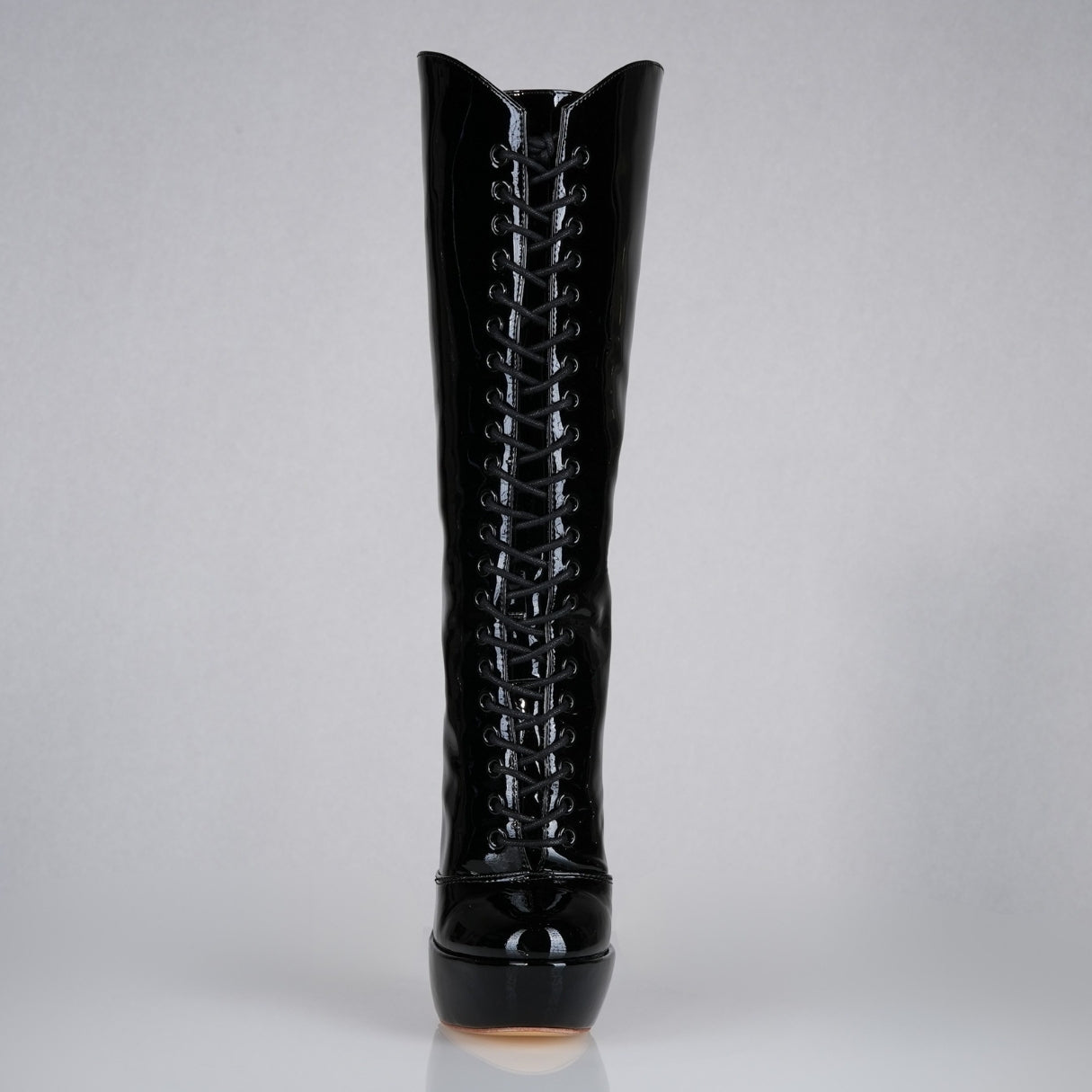 black-patent-platform-high-heel-boots-front - Luxe My Body