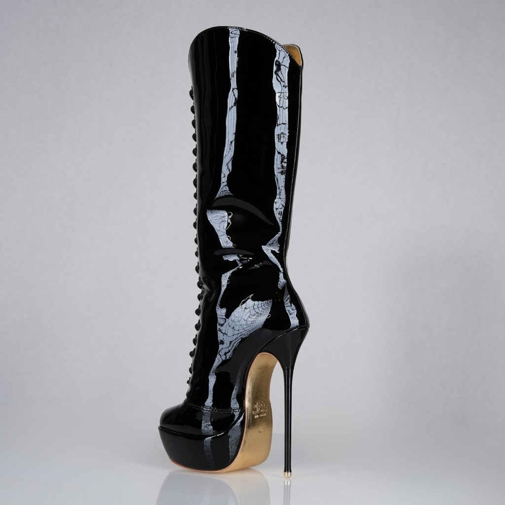 black-patent-superarch-high-heel-boots-back-left - Luxe My Body