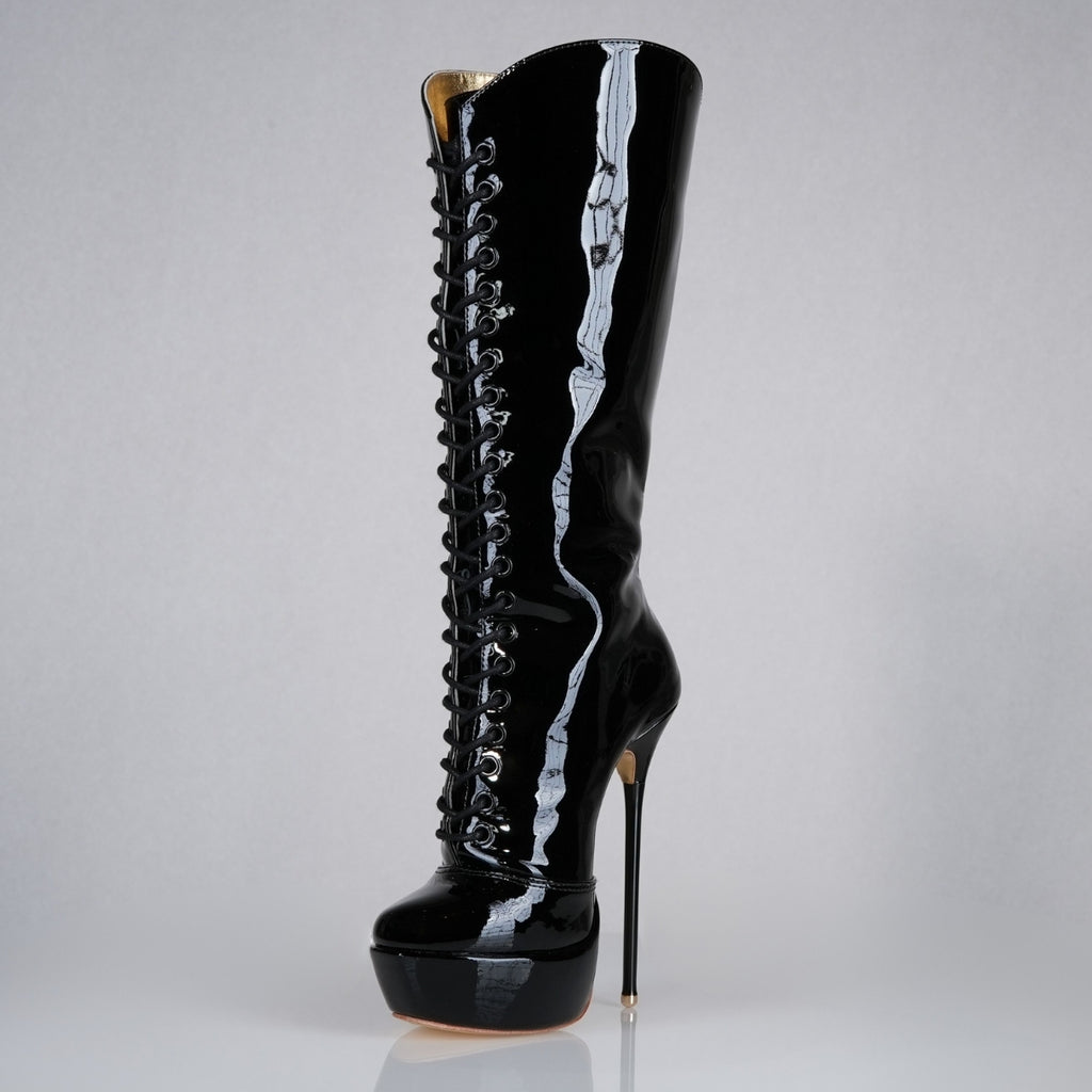 black-patent-superarch-high-heel-boots-front-left - Luxe My Body