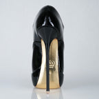 Empress black patent high heel oxfords with 160mm (6 inch) Superarch stiletto high heels, sky high 6 inch high heels back view.