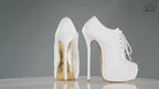 Empress white patent high heel oxfords, 160mm superarch, 6 inch stilettos, Luxe My Body, 360 view.