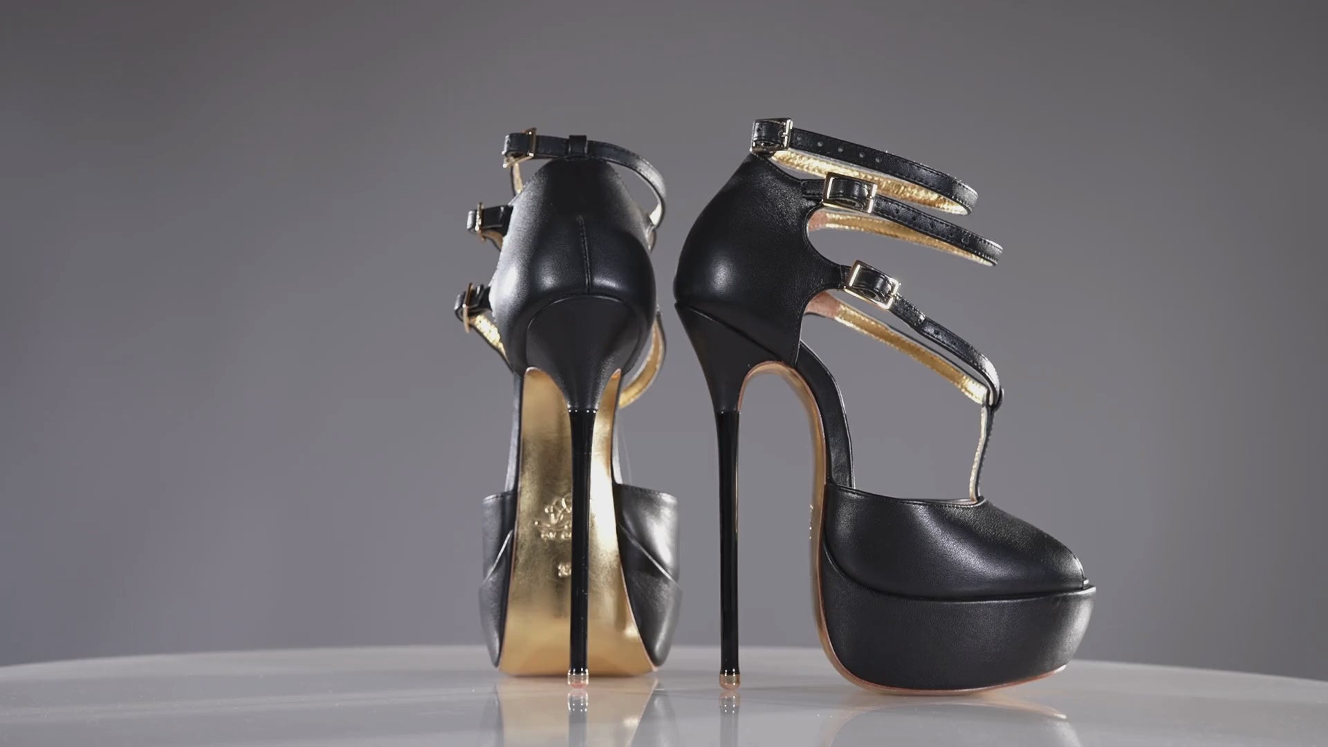 Princess 160mm black leather superarch stiletto high heel strappy platform sandals from Luxe My Body.