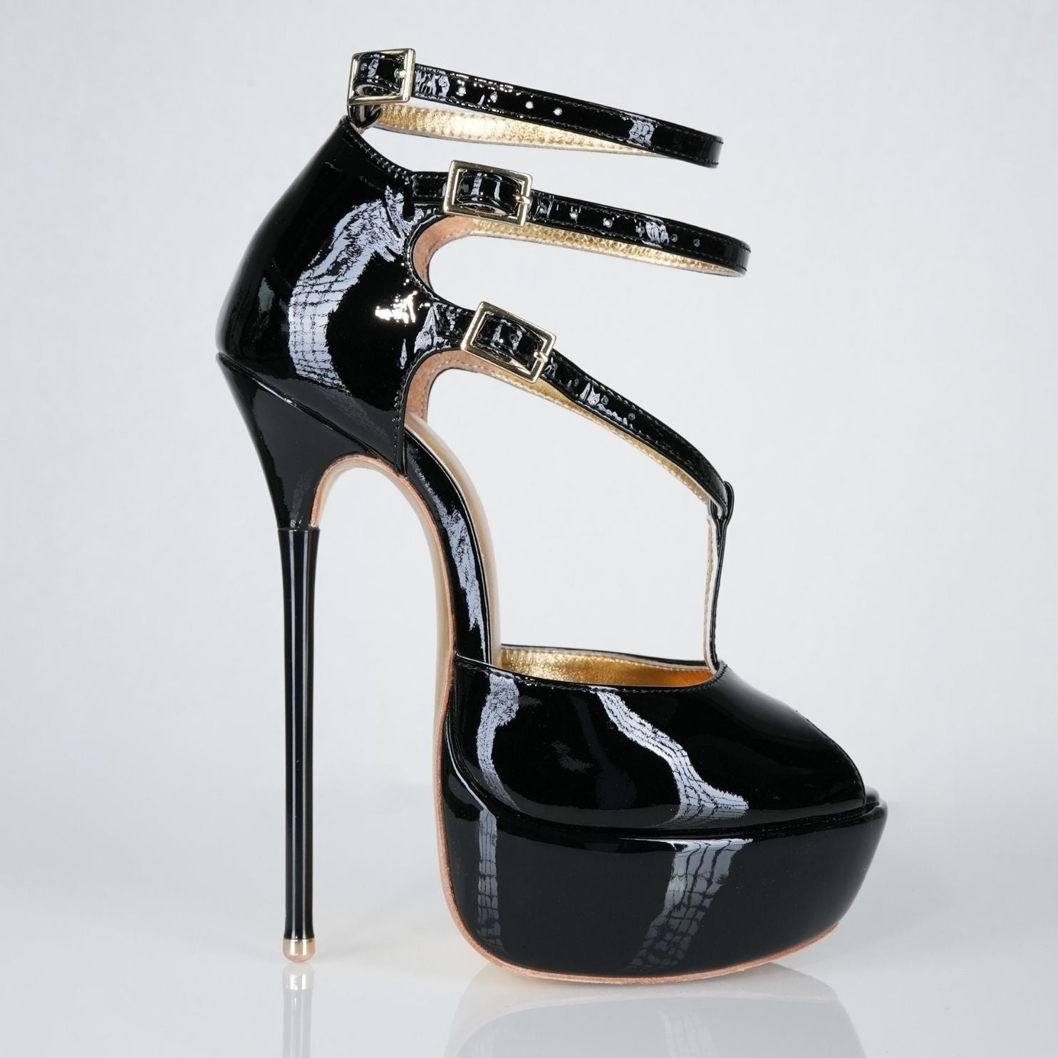 Princess Black Patent 160mm Sandals