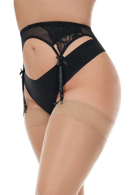 Lace black adjustable garter belt from Luxe My Body.  Made by high end luxury clothing designer Carrie LaChance.